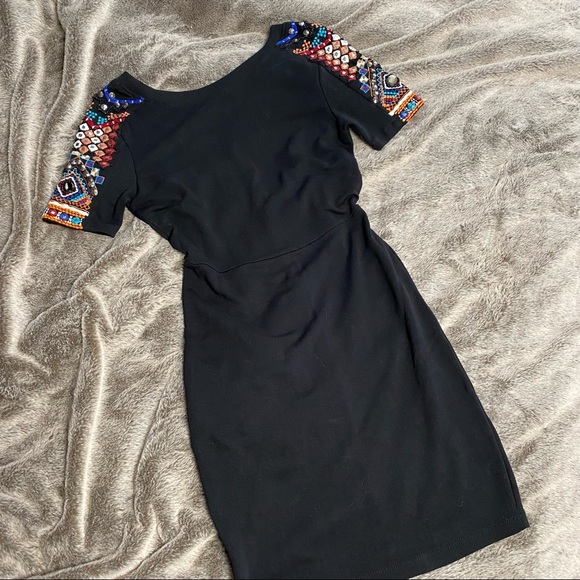 ZARA Beaded Sleeve Mini Dress - Picture 1 of 7